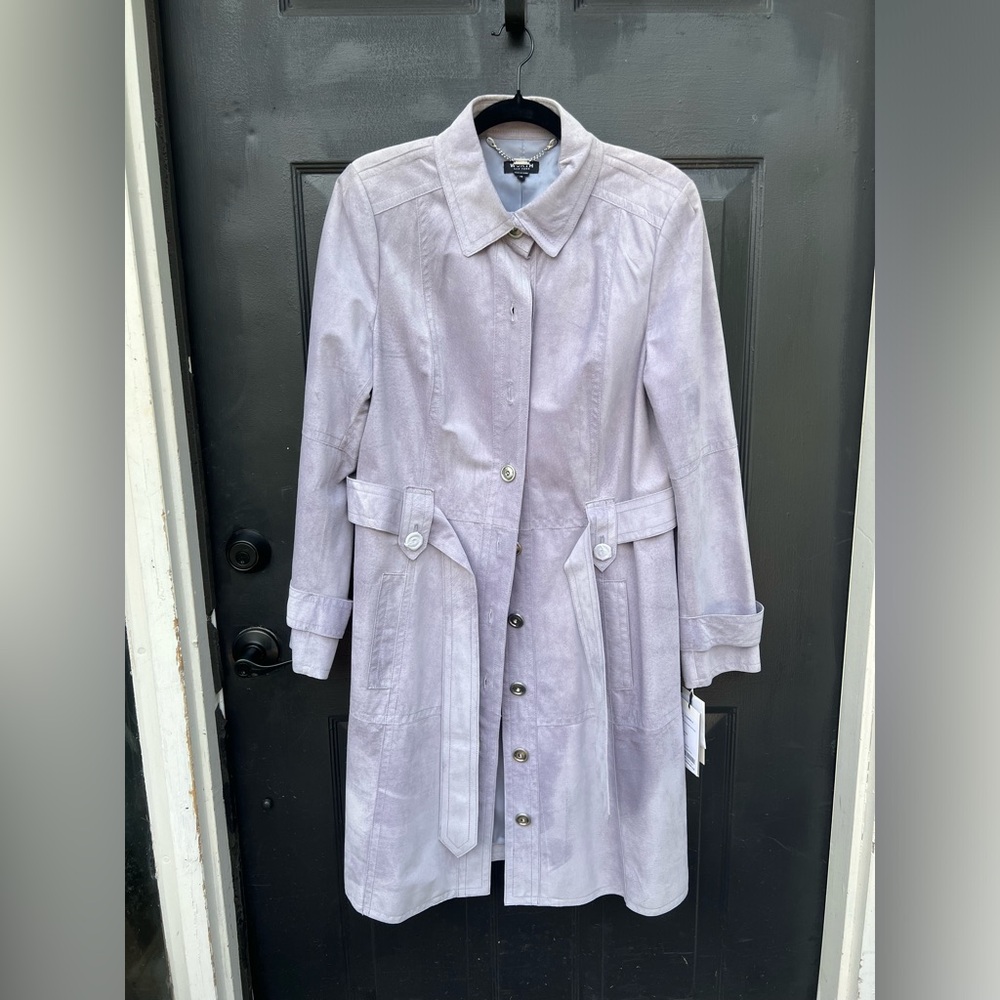 Worth New York lilac/plum colored suede coat size 14